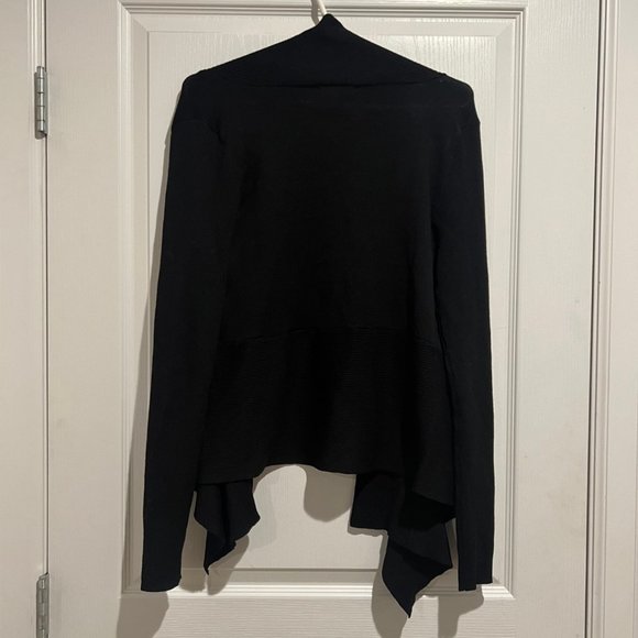 Verve Ami Black Cardigan Draped Open Front Waterfall - Picture 5 of 7